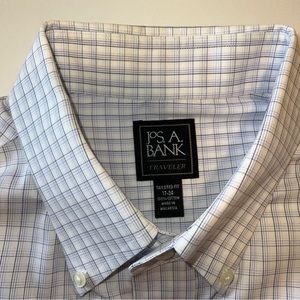Jos A Bank Men’s 17 Dress Shirt White Gray Stripes